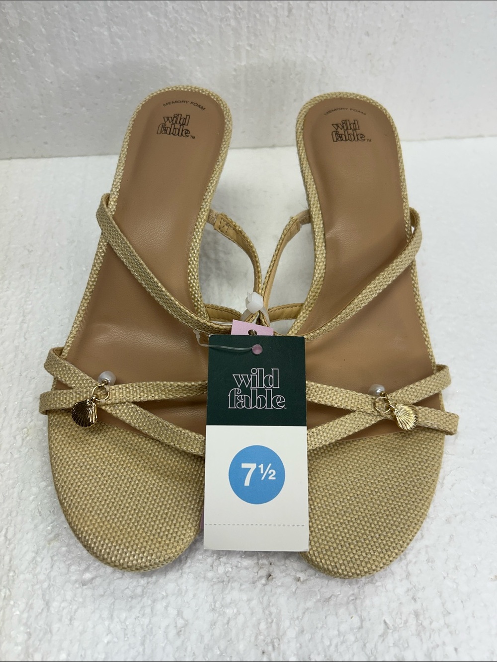 wild fable Gold Braided Strap Square-Toe Slide Mules
